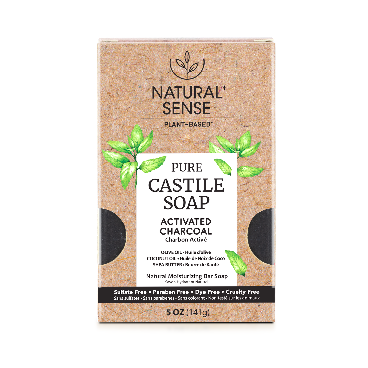 Natural Sense Castile Bar Soap Activated Charcoal 5oz 24 pk