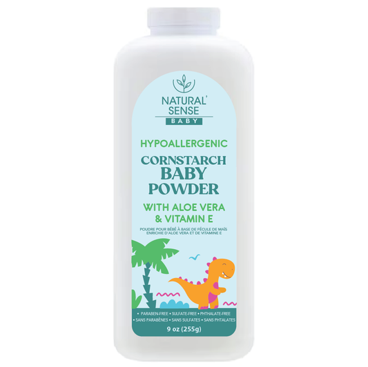Natural Sense Cornstarch Baby Powder with Aloe &amp; Vitamin E 9oz 12 pk