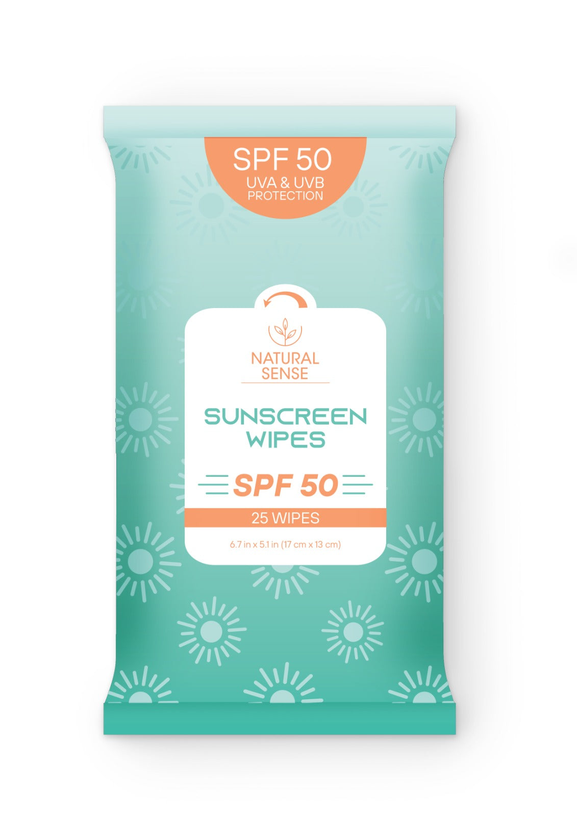 Natural Sense Sunscreen SPF 50 Wipes - 25 Count 12 pk