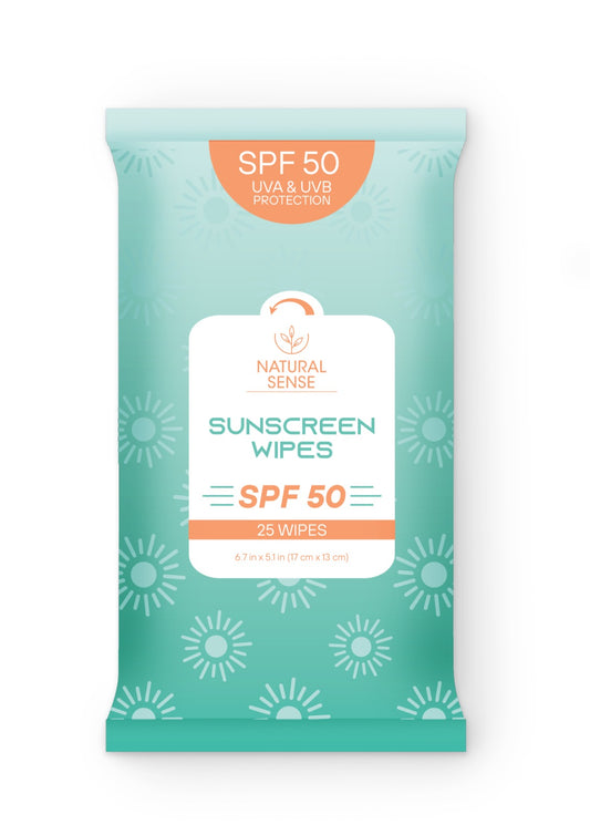 Natural Sense Sunscreen SPF 50 Wipes - 25 Count 12 pk